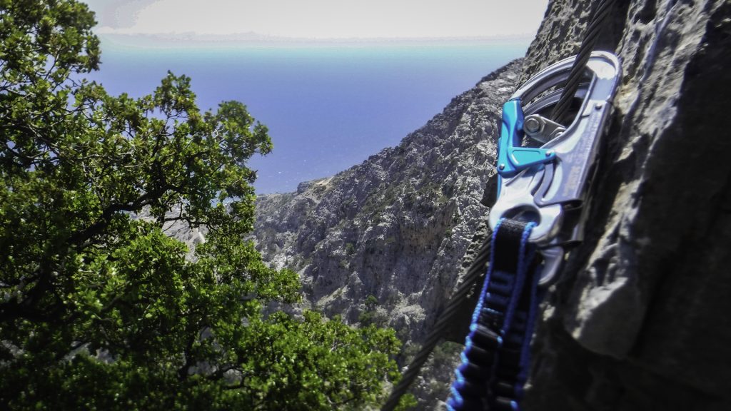 Panoramic view of the Libyan Sea from the via ferrata route at Kapetaniana.