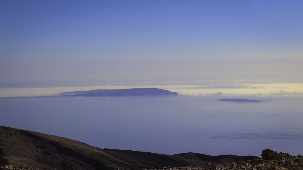 View of Gavdos island from the White Mountains of Crete.
