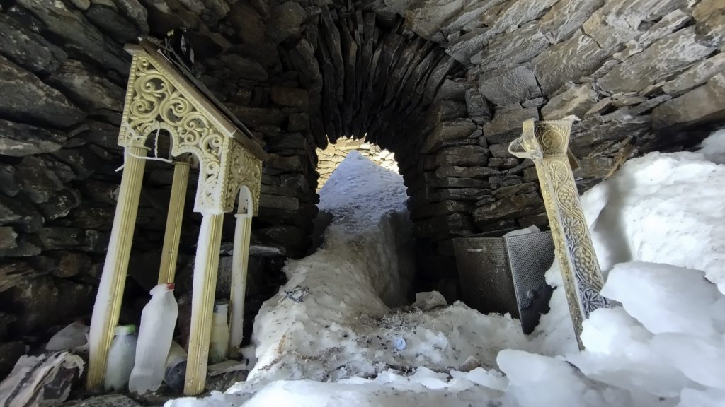 The stone-built chapel of Timios Stavros at the highest peak of Mount Ida, Crete.