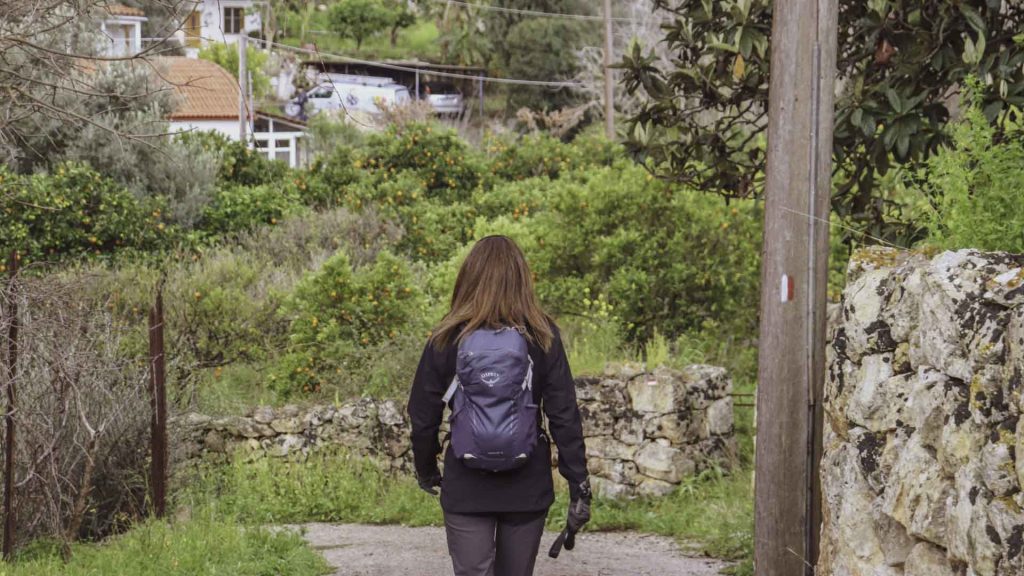 Hiking at the countryside of Chania region in Crete, following the Chania trails network