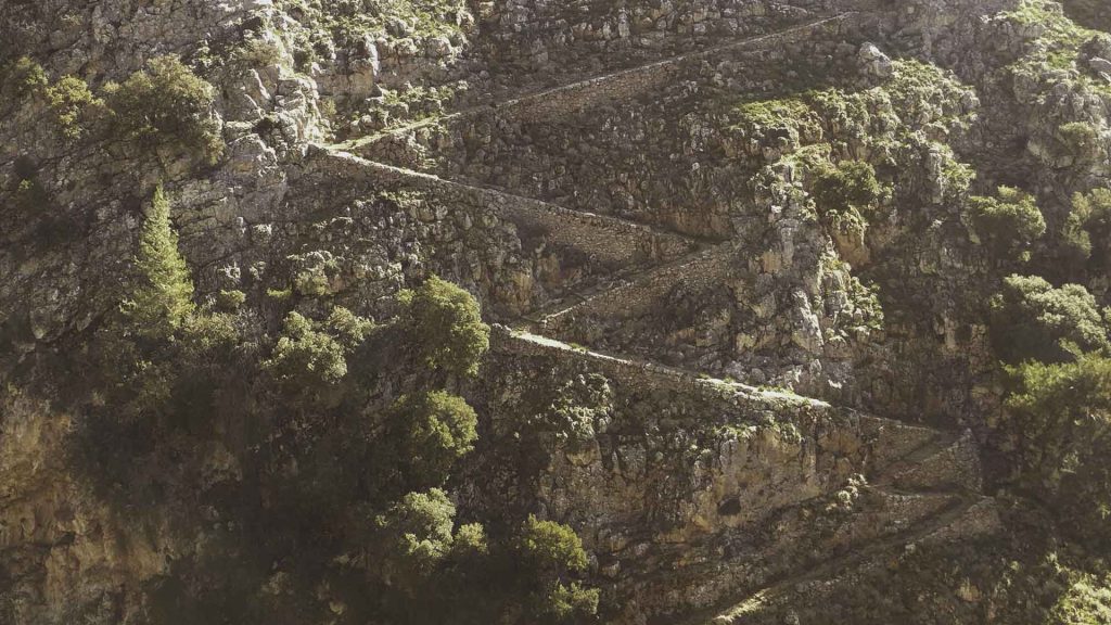 The old trail of the Aradena gorge which it crosses the magnificent Sfakian landscape 