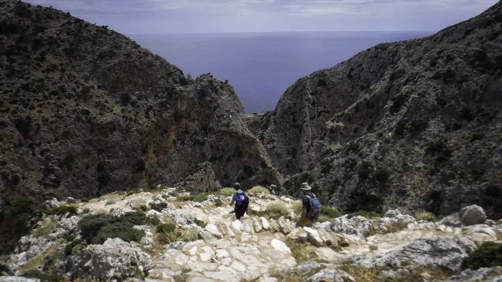 Guided hiking tour in Katholiko gorge, part of the Chania trails network, with Alternative Crete.